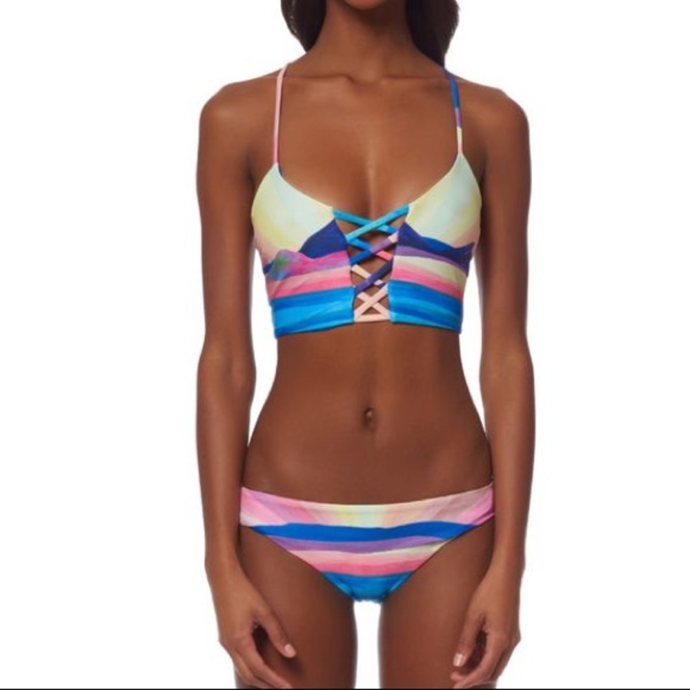Mara Hoffman Lattice Weave Cami Bikini Set - Landscape Print
